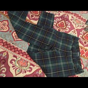 Old Navy green plaid trousers